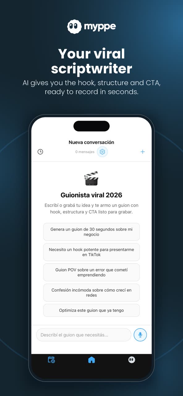 Your viral scriptwriter — AI gives you the hook, structure and CTA, ready to record in seconds.